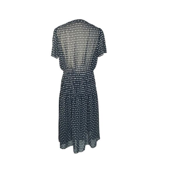 Anthropologie Current Air Dark Navy Swiss Dot Smocked Midi Dress| M - Picture 6 of 10